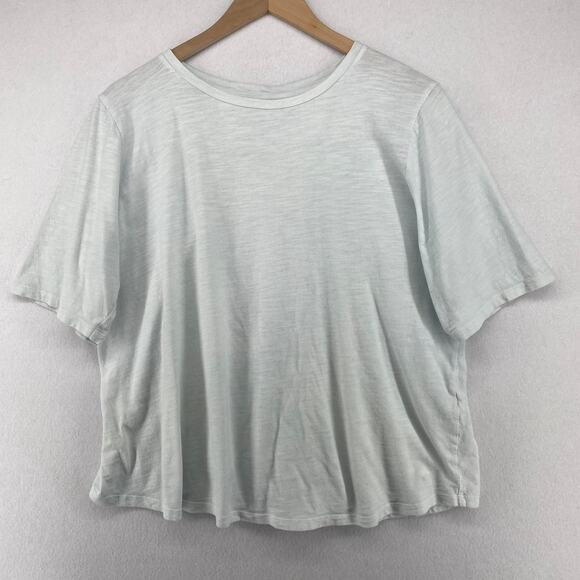 EILEEN FISHER Top L Slub Organic Cotton Jersey Crewneck Short Sleeve Light Blue - Picture 1 of 9